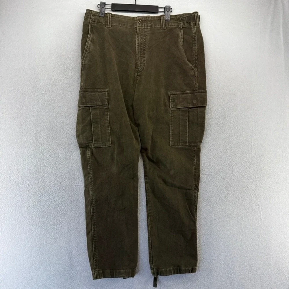 Banana Republic Cargo Pants Mens 34 Green Traveler Utility Moleskin Military